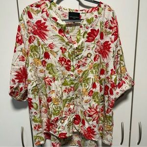 Combine 3/$15 Cynthia Rowley empire waist linen blend blouse. EUC. Size 2X